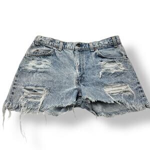 Vintage Levi's 505 Distressed Shorts Women's 10/30 Orange Tab Made in USA